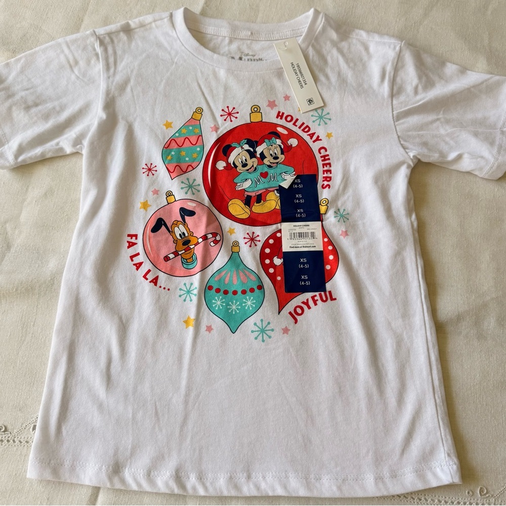 Disney Kids Festive Graphic T-Shirt - White size XS (4-5) - Picture 2 of 6